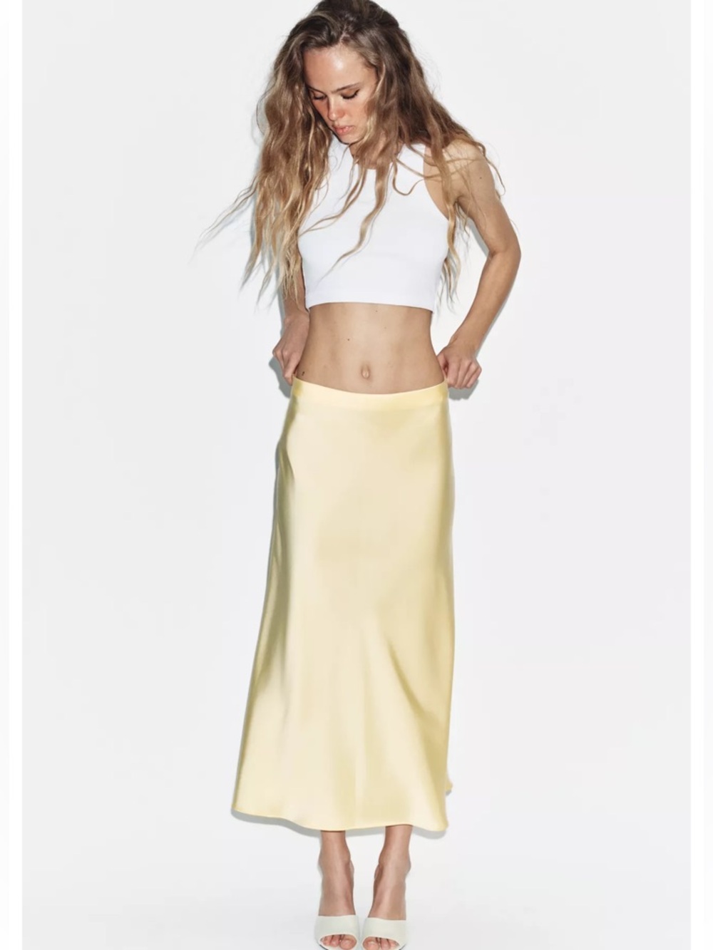 Zara SATIN EFFECT MIDI SKIRT